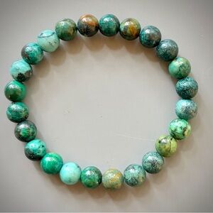 Natural Blue Green Shattuckite Chrysocolla Handcrafted Bead Bracelet